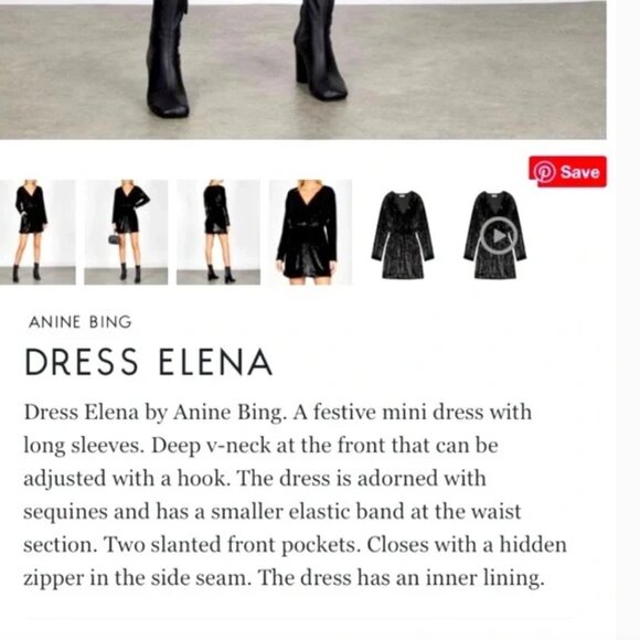 Anine Bing Elena Black Sequin Mini Dress Large Size Medium - Picture 10 of 10